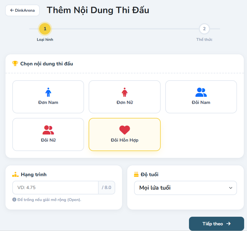 Bước cấu hình điều kiện tham gia